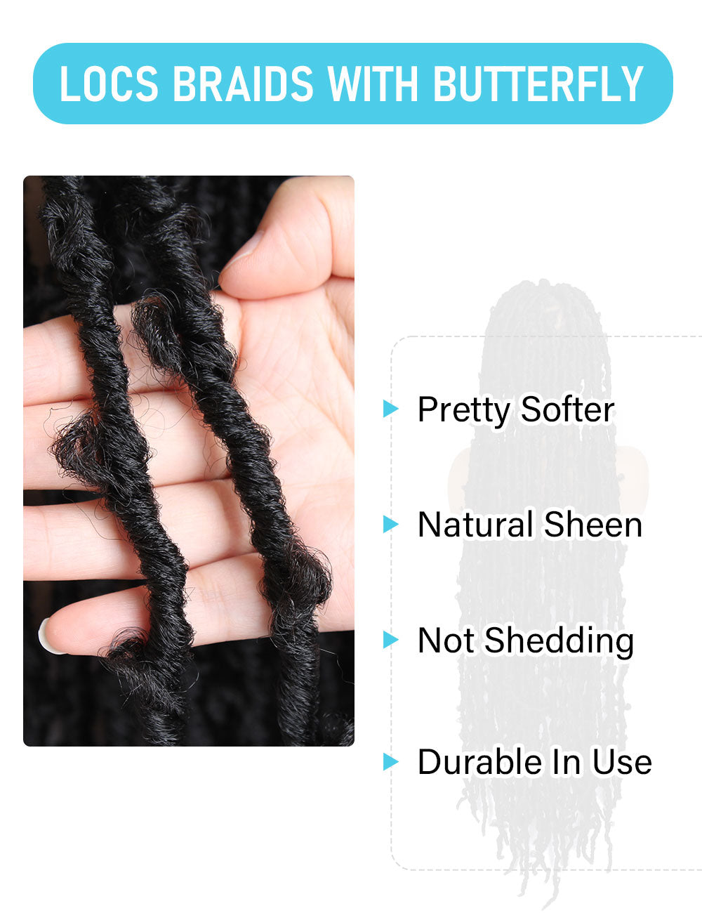 Sangtok Extra Long 45" Butterfly Locs Wig Knotless Embroidery Full Double Lace Big Triangle Part Butterfly Loc Braided Wigs