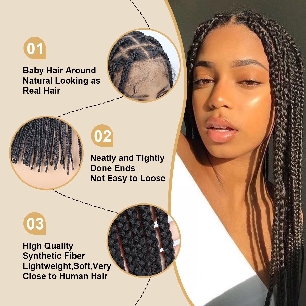 Sangtok New 360 Lace Braided Wigs for Black Women
