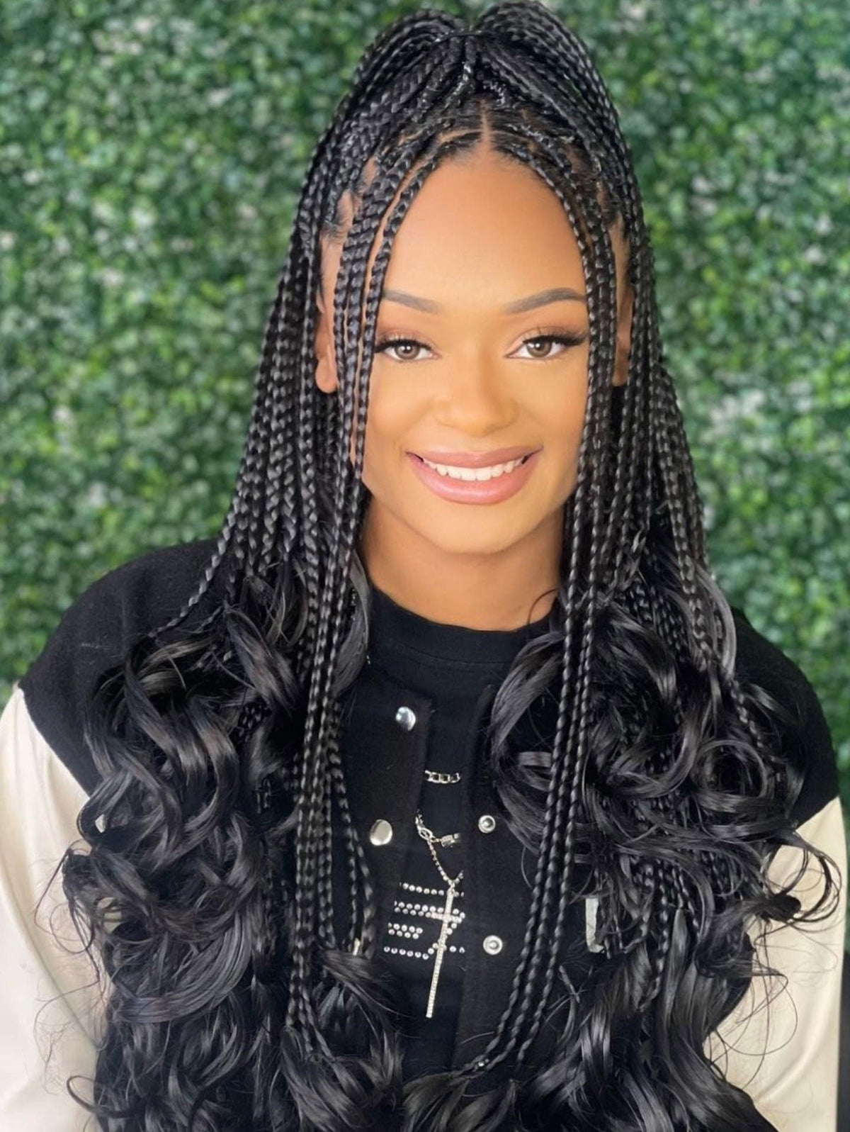 30" French Curl with Box Braid Wigs 13×7 HD Single Half 360 Full Lace Embroidery Goddess Braided Wigs