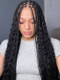 36" Goddess Boho Box Braids Full Double Lace Knotless Square Braided Lace Wig