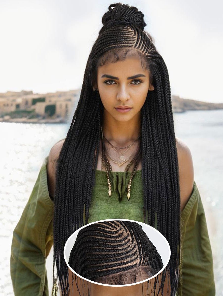 30 inch 13×7 HD Lace Front Box Braids Cornrow Wig