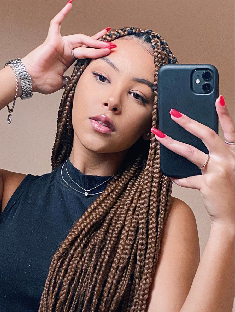 36 inch Braided HD Full Lace Wig Square Knotless Box Braid Wig 100% Handmade