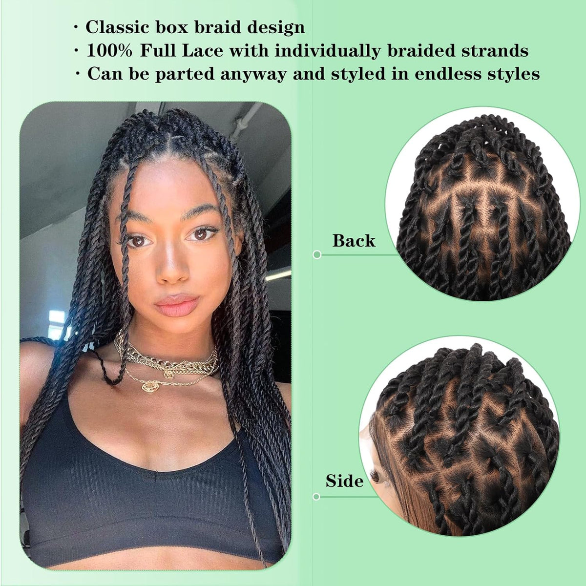 Senegal Twist Wigs 360° HD Full Single-layer Lace Two Braid Wigs