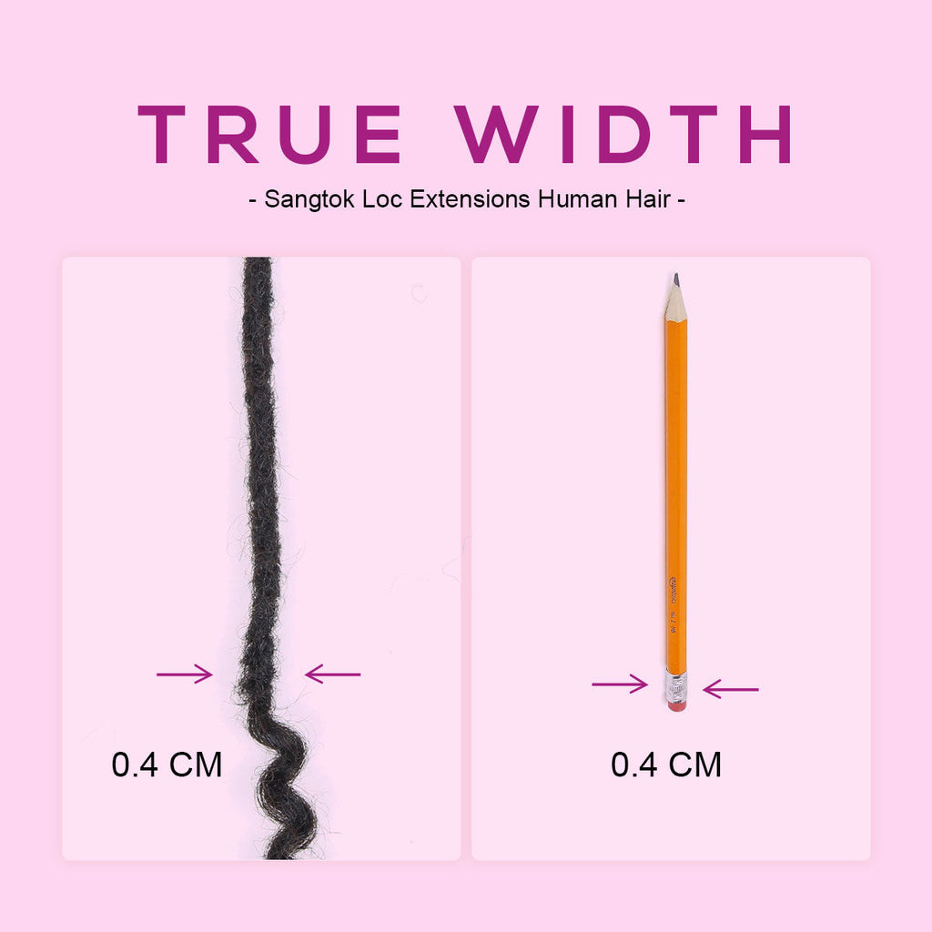 Sangtok 8 inch 40 Strands Loc Extensions Human Hair Curly Ends 0.4cm Width Human Hair Loc Extensions 8-12 Inch