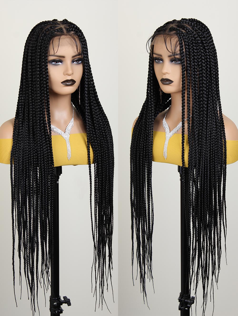 36" Full Lace Braided Wig Triangle Based Knotless Box Braid Wig Pre Plucked with Baby Hair