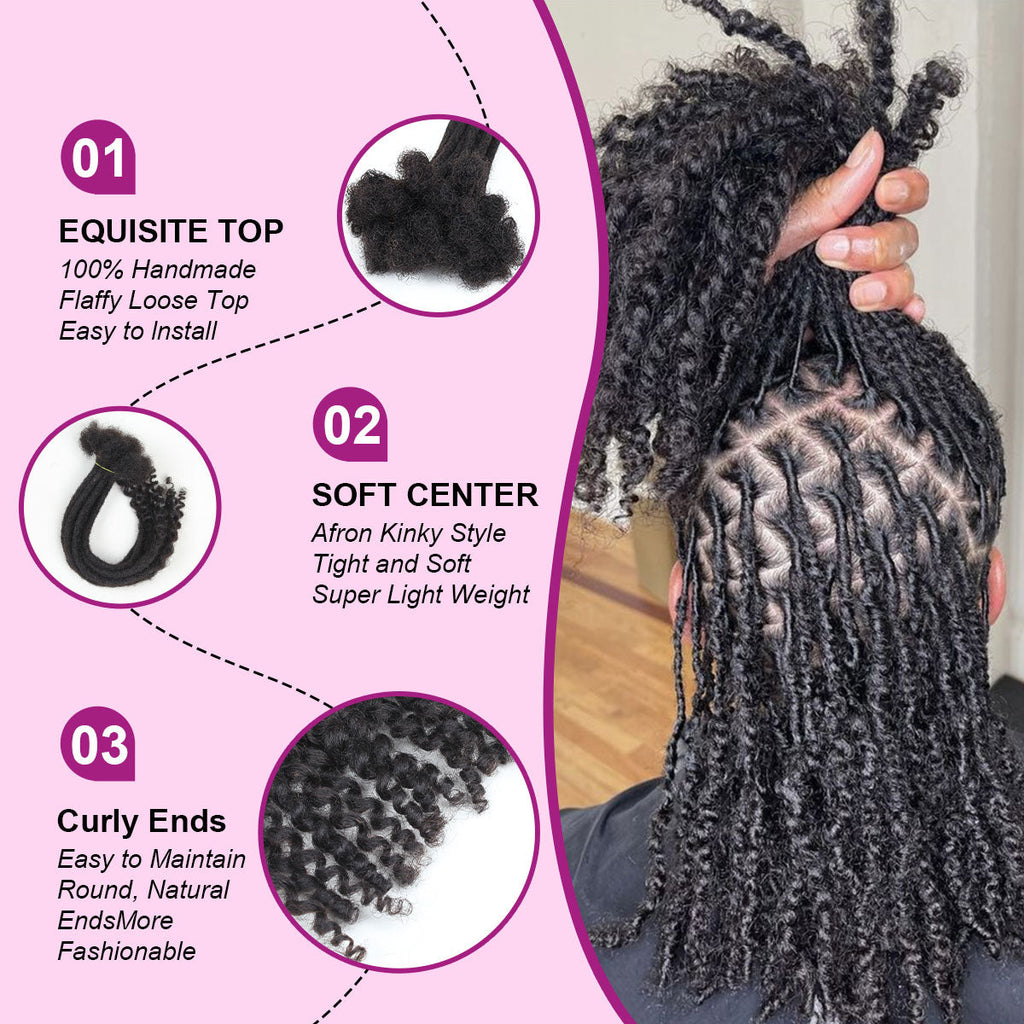 Sangtok 8 inch 40 Strands Loc Extensions Human Hair Curly Ends 0.4cm Width Human Hair Loc Extensions 8-12 Inch
