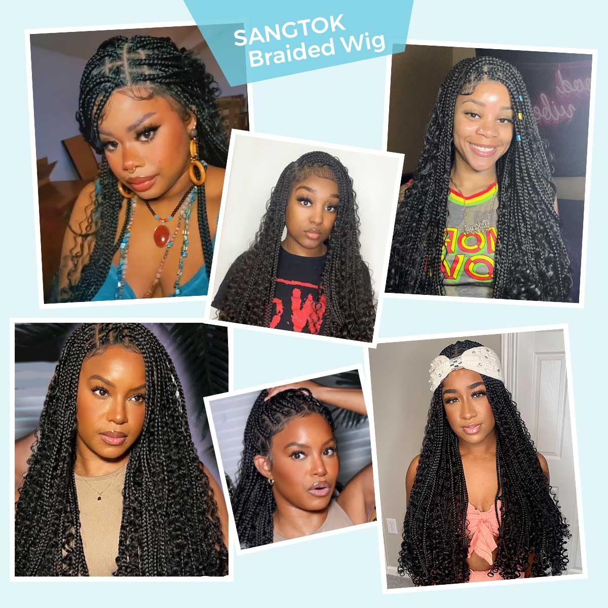 36" Goddess Boho Box Braids Full Double Lace Knotless Square Braided Lace Wig