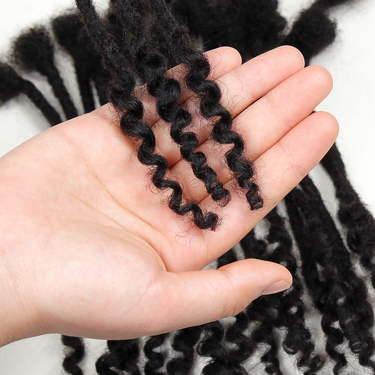Sangtok 8 inch 40 Strands Loc Extensions Human Hair Curly Ends 0.4cm Width Human Hair Loc Extensions 8-12 Inch