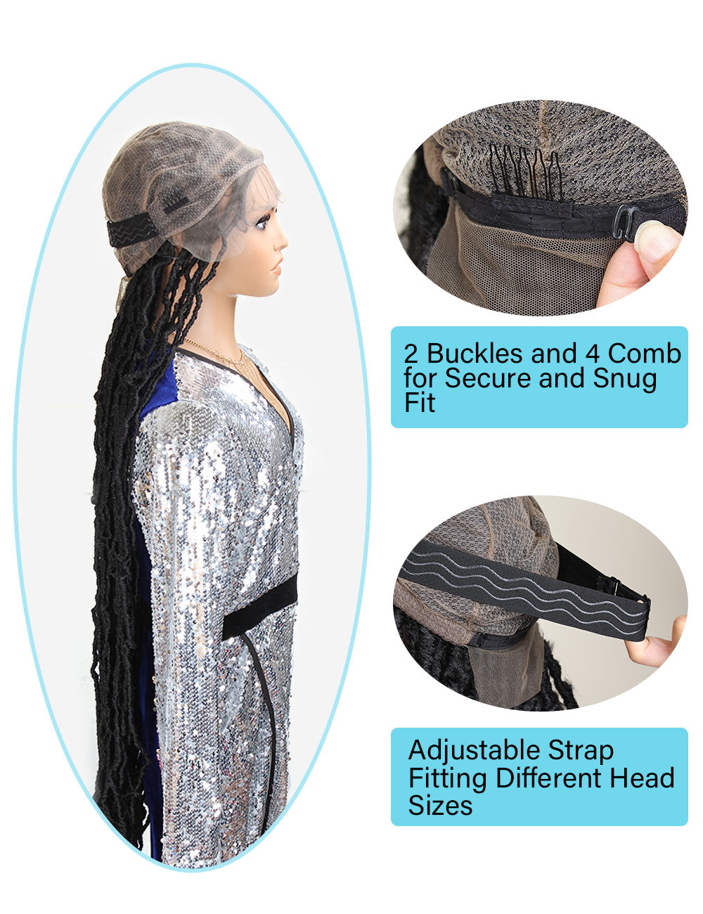 Sangtok 40 inch Extra Long Nu Faux Locs Knotless Braid Wig Embroidery 360 Full Lace Front Glueless Wig