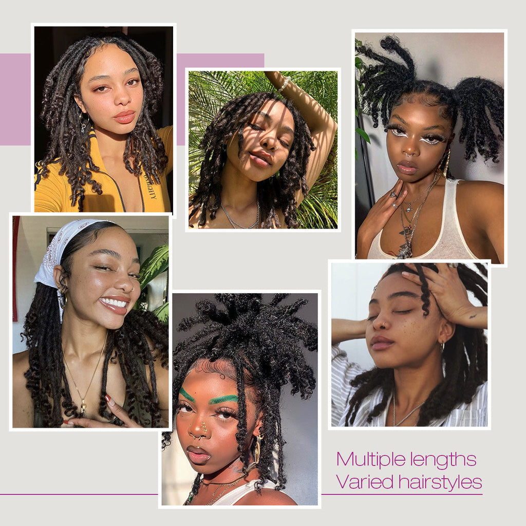 Sangtok 8 inch 40 Strands Loc Extensions Human Hair Curly Ends 0.4cm Width Human Hair Loc Extensions 8-12 Inch