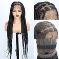 Sangtok 36 inch Knotless Box Braid Wigs 360 Single Full Lace Braided Wigs for Black Women Synthetic Black Braided Lace Wig
