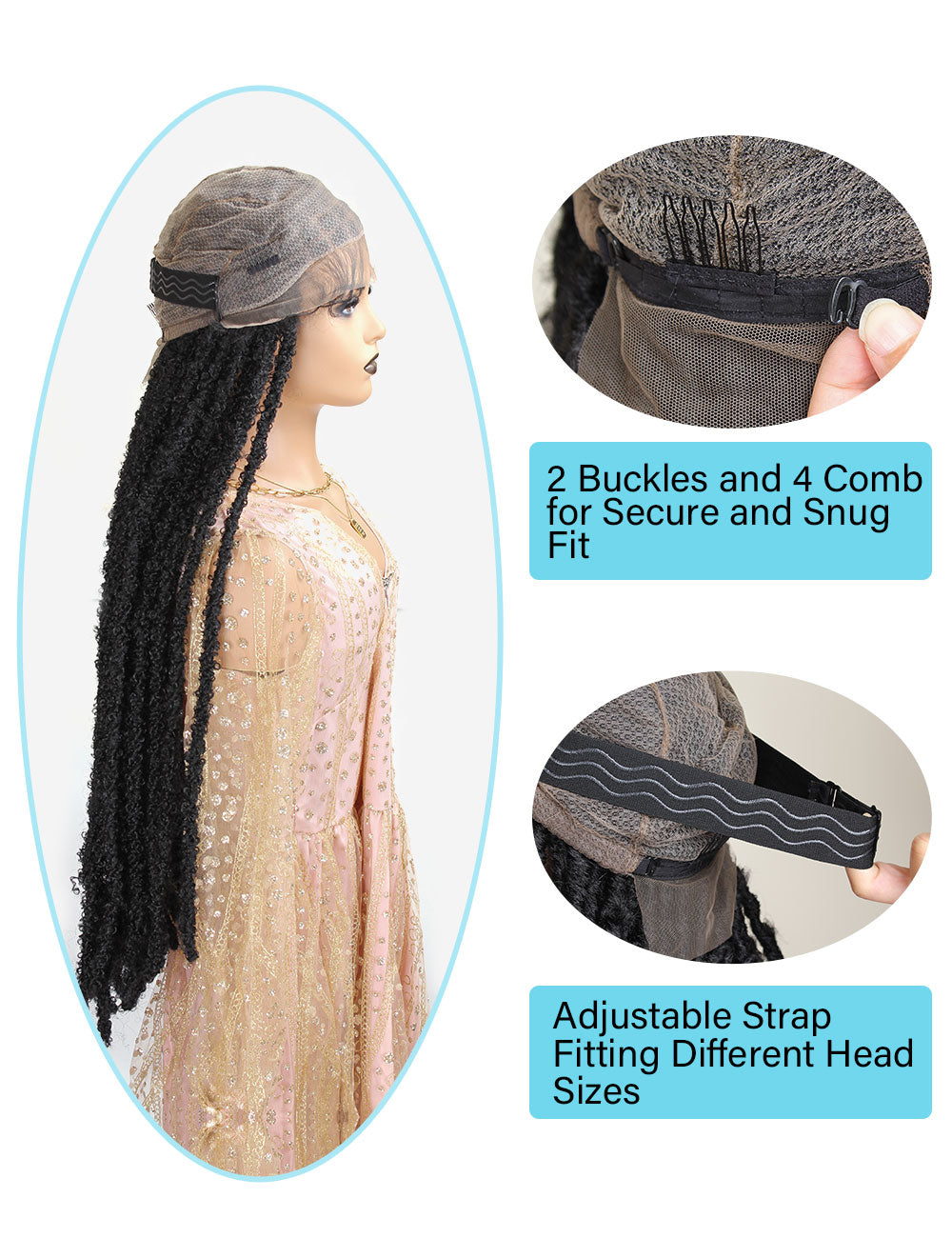 32" 3D Butterfly Locs Wig Knotless Full Double Lace Wig