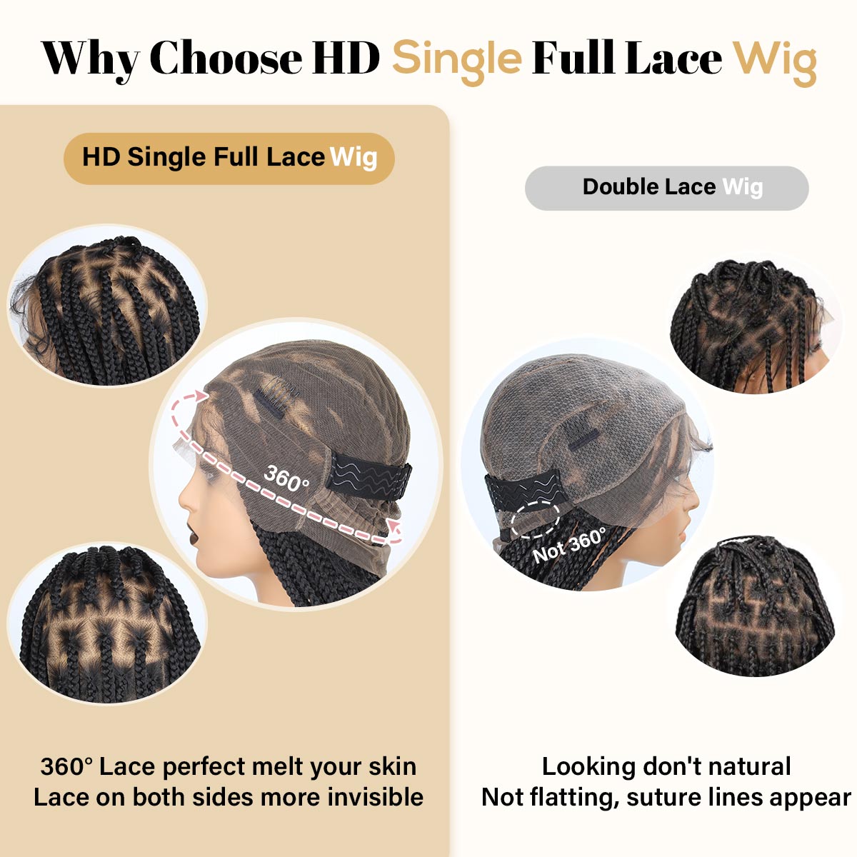 Sangtok 36 inch Knotless Boho Box Braid Wigs 360 Single Full Lace Braided Curly Wigs for Black Women Synthetic Black Braided Lace Wig