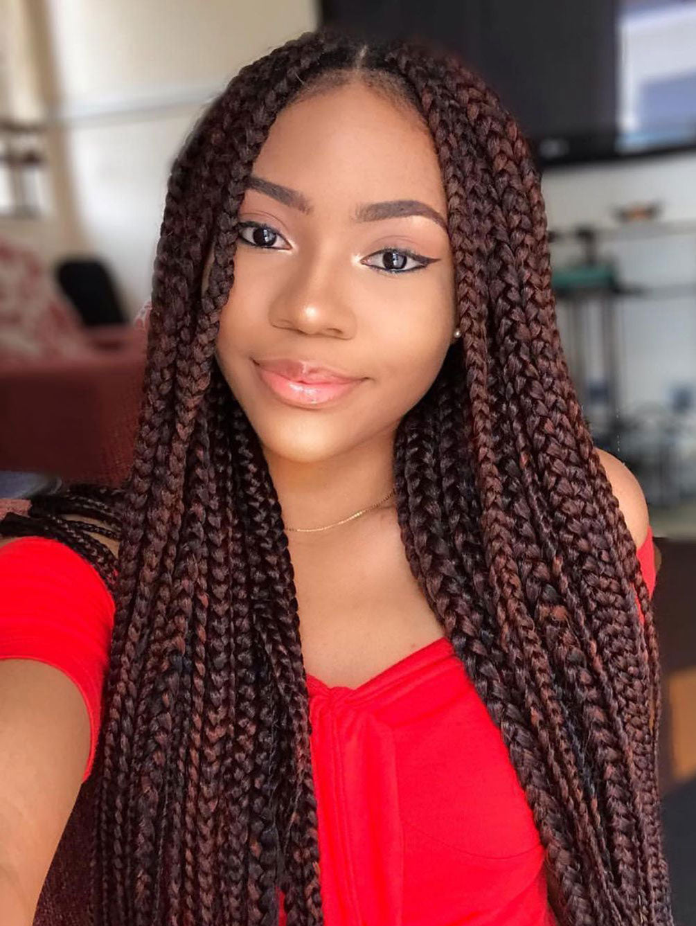 36 inch Braided HD Full Lace Wig Square Knotless Box Braid Wig 100% Handmade